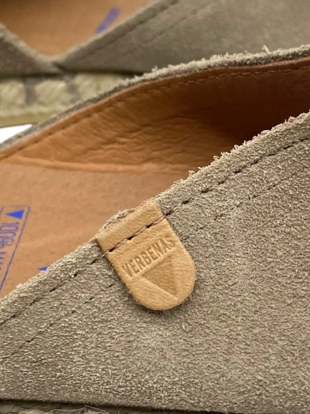Verbenas Womens Shoes Espadrille Slip On Sz 7.5 Stone Tan Suede Leather D'Orsay